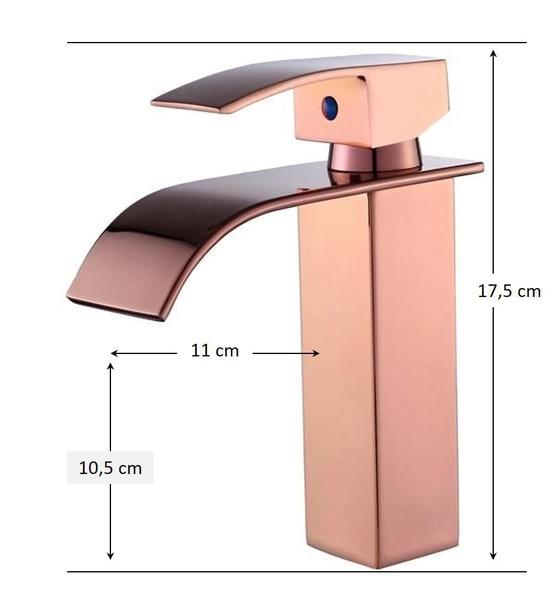 Imagem de Torneira Banheiro Monocomando Cascata Bica Baixa Rose Gold