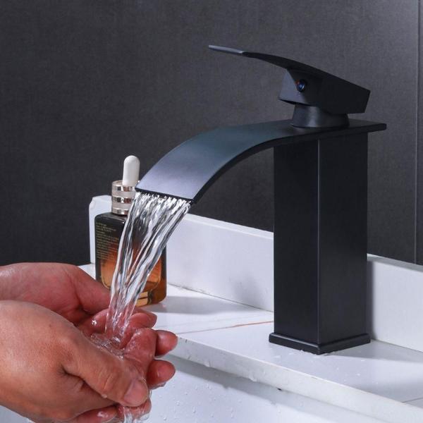 Imagem de Torneira Banheiro Monocomando Cascata Inox 304 Preto Fosco