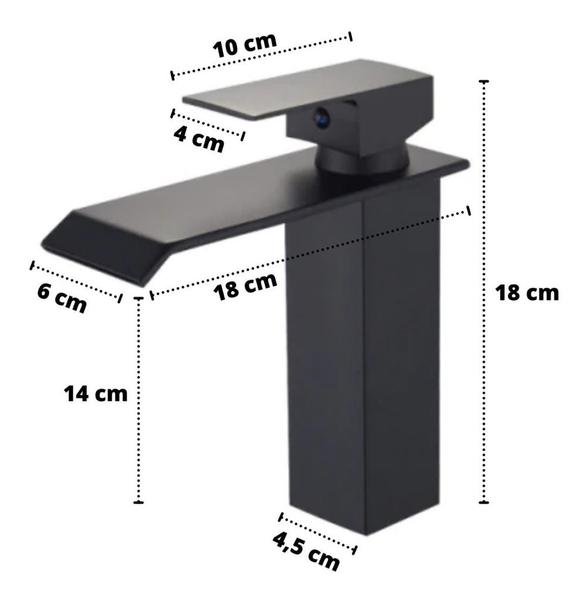 Imagem de Torneira Banheiro Monocomando Cascata Quadrada Preto Fosco