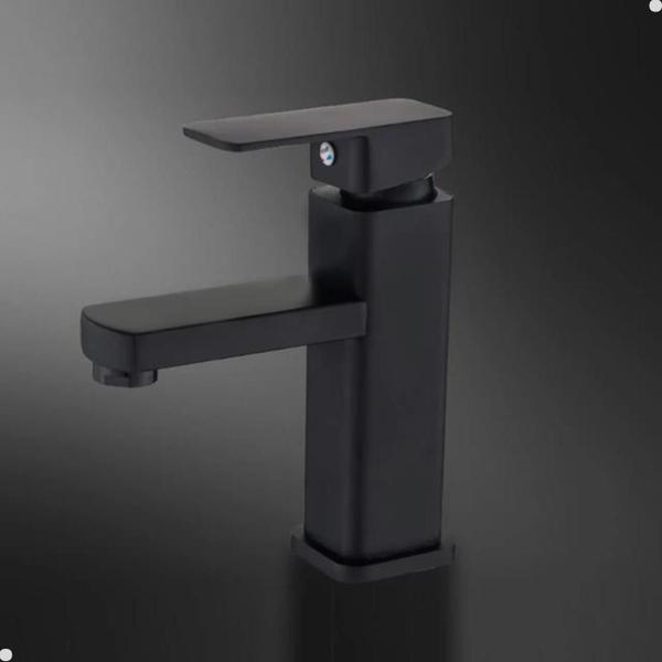 Imagem de Torneira banheiro quadrada misturador monocomando lavabo bica baixa black preto