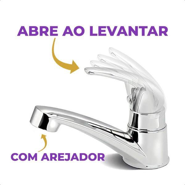 Imagem de Torneira Banheiro Registro Mono Up Lavatório Lavabo Pia Mesa Bancada Bica Fria Residencial Comercial