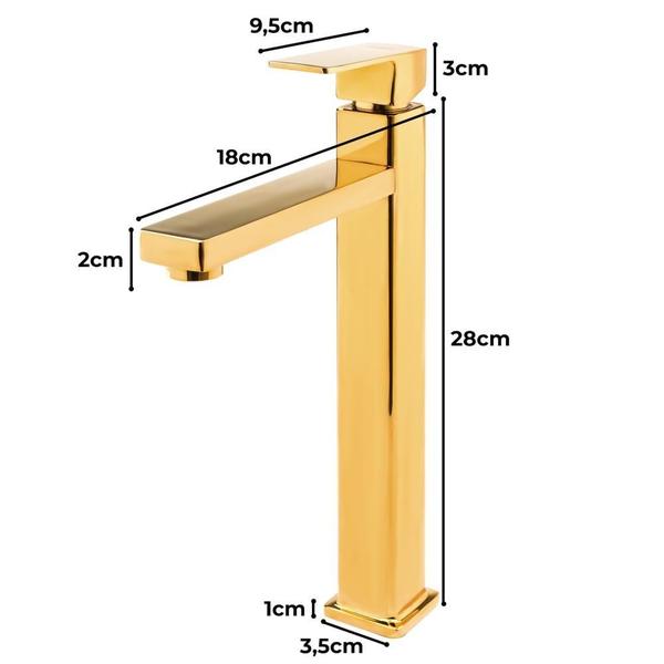 Imagem de Torneira Bica Alta Banheiro/Lavabo/Pia Luxo Dourado