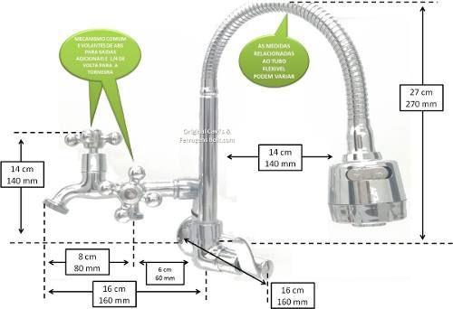 Imagem de Torneira Bica Flexível, Com Dupla Saída Maquina Lateral