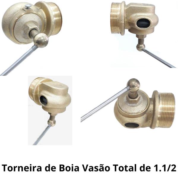 Imagem de Torneira Boia Vasão Total 1 1/2 Metal Cisterna Caixa Agua