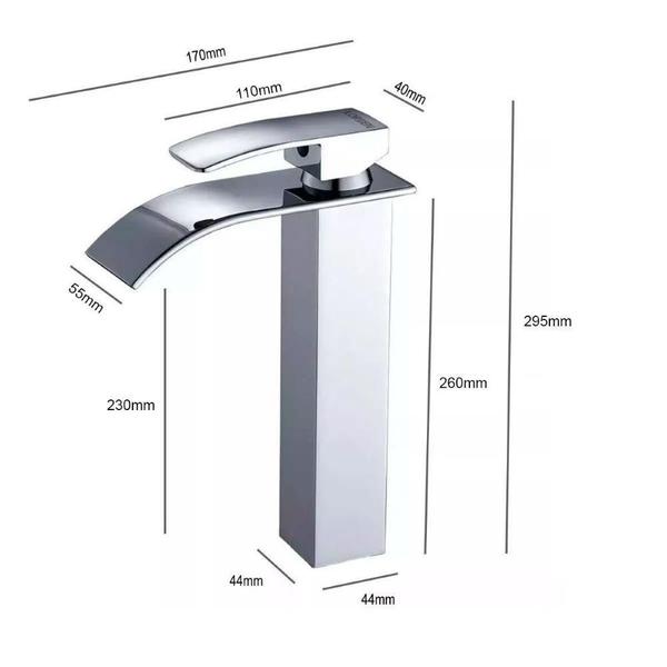 Imagem de Torneira Cascata Alta Misturador Monocomando Pia Banheiro