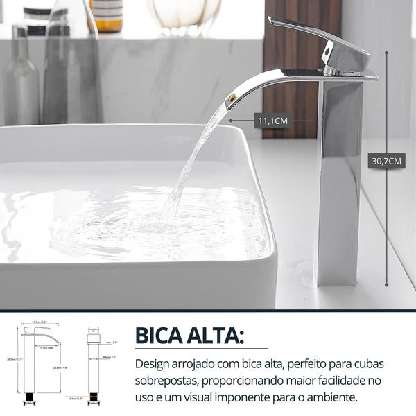 Imagem de Torneira Cascata Banheiro Bica Alta Monocomando