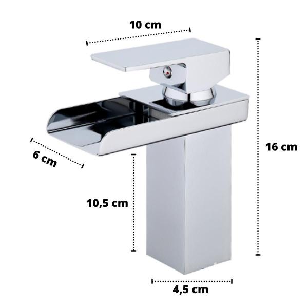 Imagem de Torneira Cascata Banheiro Monocomando Lavabo Metal Cromado