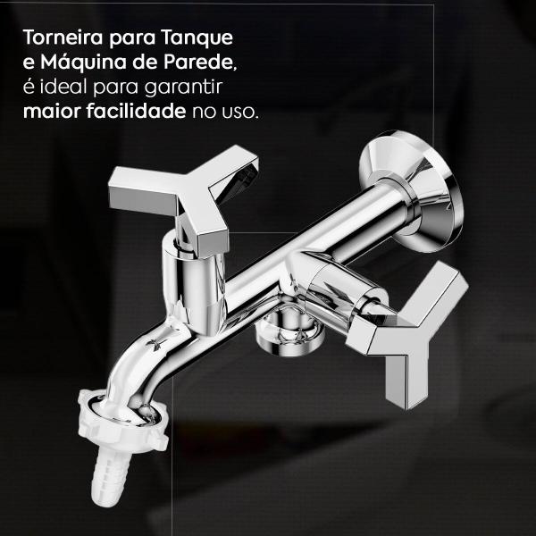 Imagem de Torneira celite tanque/maquina up cromada parede com bico plastico b5014clcrb