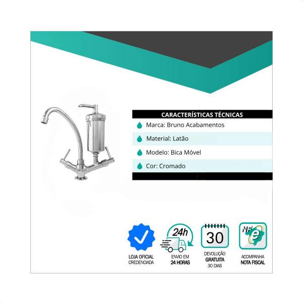 Imagem de Torneira Com Filtro Bica Movel Mesa Ou Bancada 1/4 De Volta