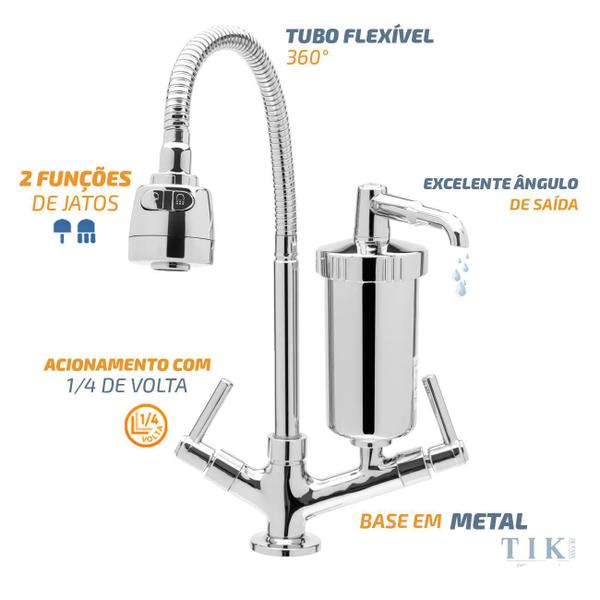 Imagem de Torneira Com Filtro Gourmet Cozinha Bancada + Refil Extra