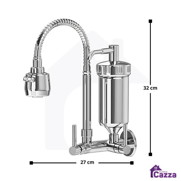 Imagem de Torneira Com Filtro P/ Cozinha Gourmet Parede de Metal Luxo cod 1132-7