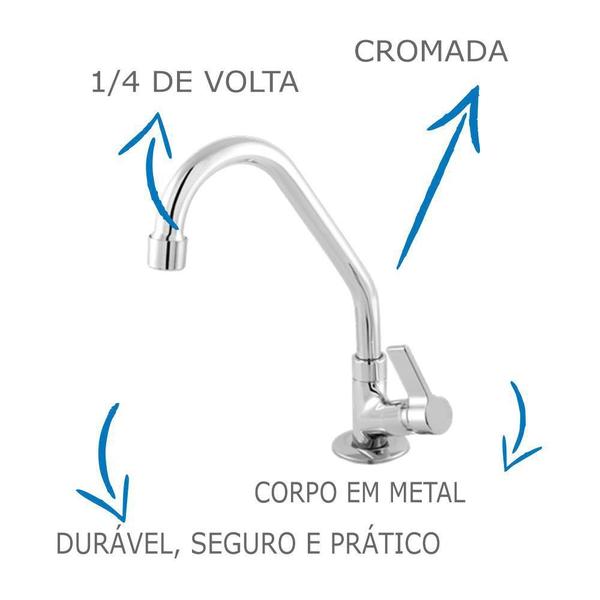 Imagem de Torneira Cozinha 1168 C-70 1/4 Volta Bica Móvel E Alavanca