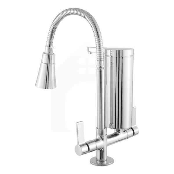 Imagem de Torneira Cozinha Bancada Com Filtro Slim Flexível Gourmet Cromada Dupla Função Metal Abs cod 5033-8