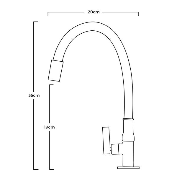 Imagem de Torneira Cozinha Bancada Gourmet Preta Silicone + Engate 60