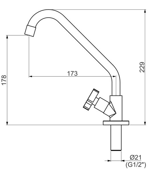 Imagem de Torneira Cozinha Bica Móvel Mesa DN 15 1167 C29 Perflex