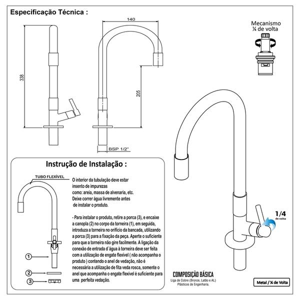 Torneira Cozinha De Mesa Gold Fosco Com Tubo Colorido Bco - Shophidraulica Imagem de Torneira Cozinha De Mesa Gold Fosco Com Tubo Colorido Bco