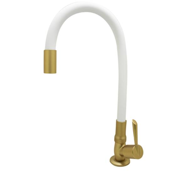 Torneira Cozinha De Mesa Gold Fosco Com Tubo Colorido Bco - Shophidraulica Imagem de Torneira Cozinha De Mesa Gold Fosco Com Tubo Colorido Bco