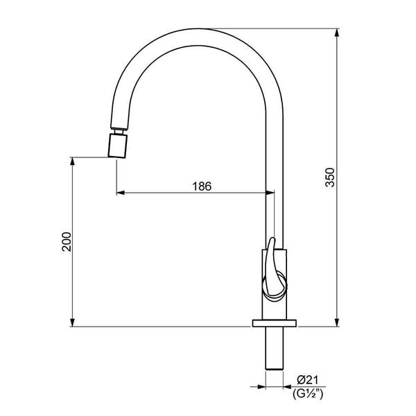 Imagem de Torneira Cozinha De Mesa Perflex Strauss 1167 C57 Dn15-20