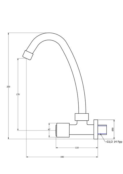 Torneira Cozinha De Parede Bica Móvel Em Metal C41 Forusi Imagem de Torneira Cozinha De Parede Bica Móvel Em Metal C41 Forusi