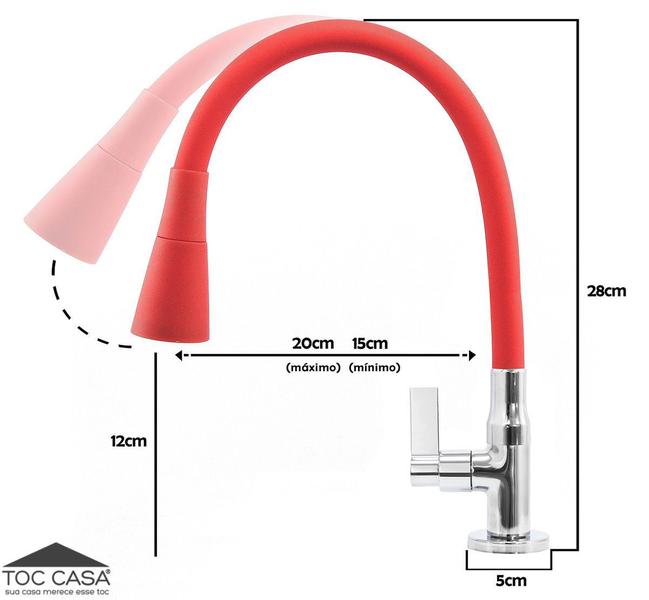 Imagem de Torneira Cozinha Flexível Cone 2 Jatos Vermelha Mesa