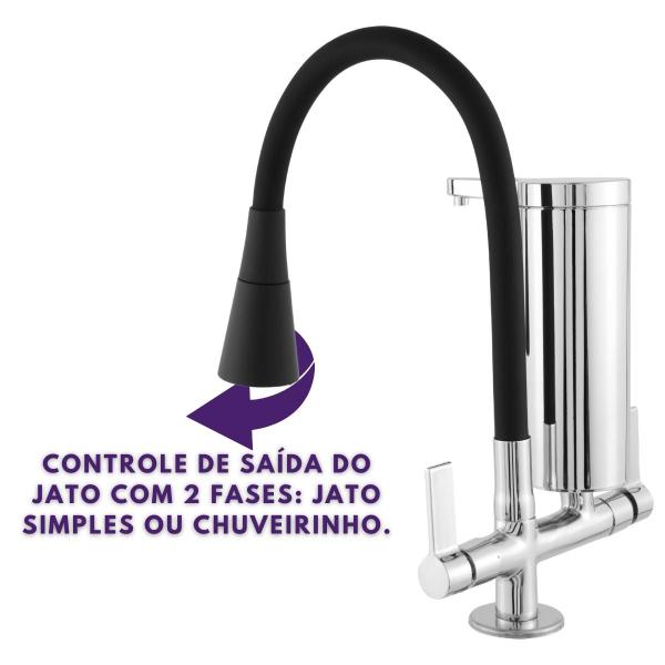 Torneira Cozinha Flexível Filtro Bancada Luxo Preto Jato Duplo Cone cod 2001-8 - MINHACAZZA Imagem de Torneira Cozinha Flexível Filtro Bancada Luxo Preto Jato Duplo Cone cod 2001-8