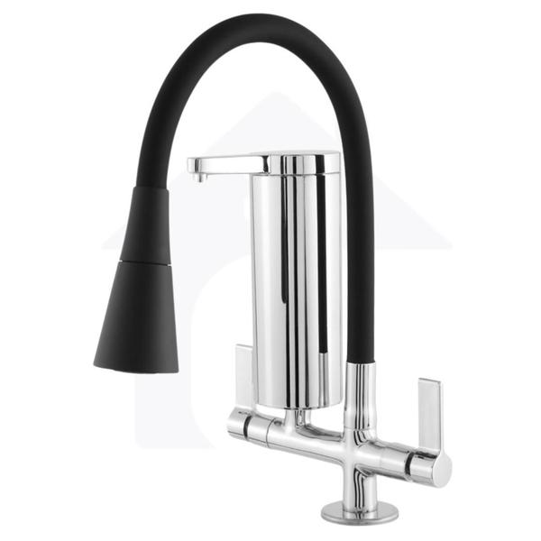 Torneira Cozinha Flexível Filtro Bancada Luxo Preto Jato Duplo Cone cod 2001-8 - MINHACAZZA Imagem de Torneira Cozinha Flexível Filtro Bancada Luxo Preto Jato Duplo Cone cod 2001-8