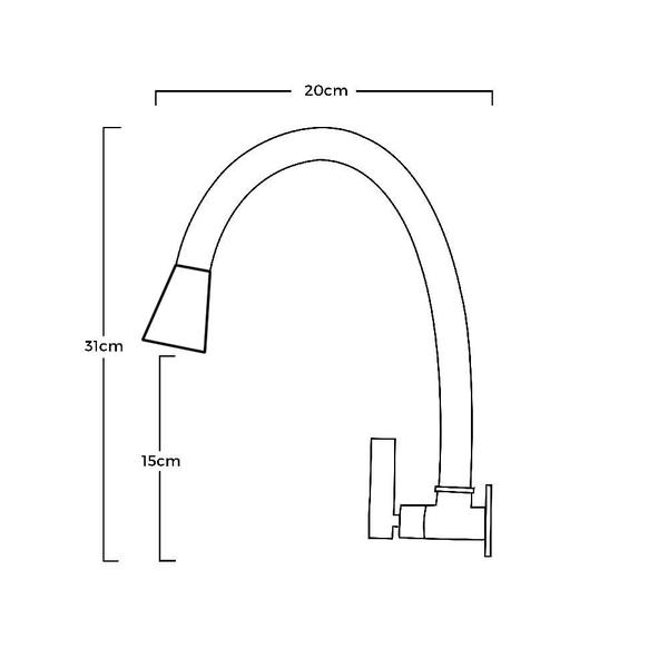 Imagem de Torneira Cozinha Flexível Parede Cone Jato Duplo Preto/cromo