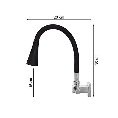 Imagem de Torneira Cozinha Flexível Quadrada Parede Cone Preto 2 Jatos