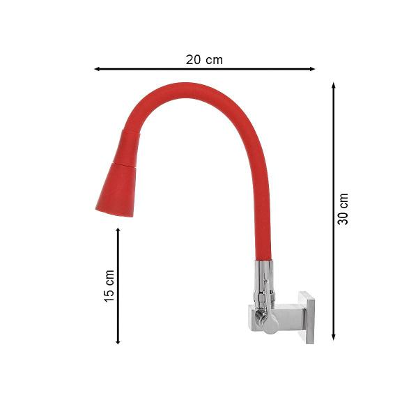 Imagem de Torneira Cozinha Flexível Quadrada Parede Cone Vermelho