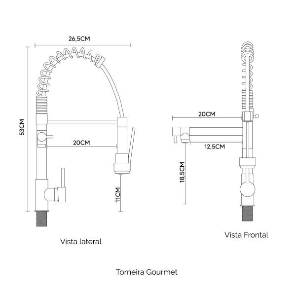 Imagem de Torneira Cozinha Gourmet 50cm, Bancada, com Spray, Monocomando Misturador Alta qualidade