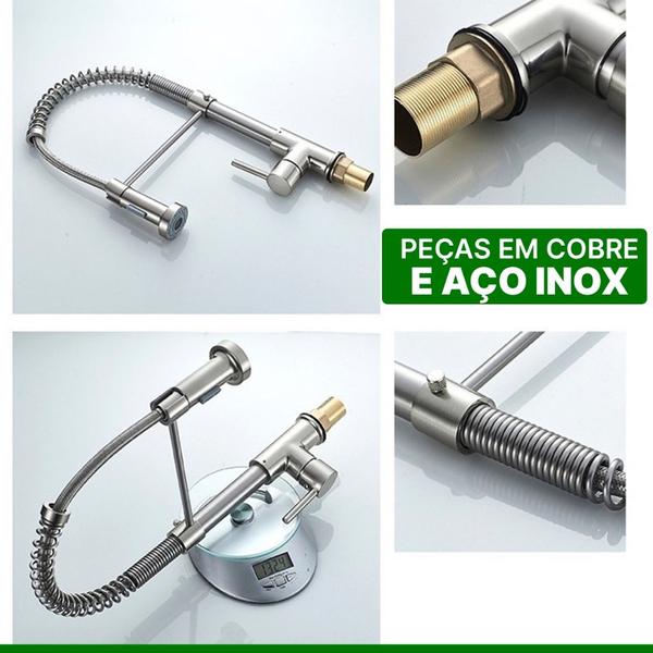 Imagem de Torneira Cozinha Gourmet Monocomando com Spray Extensor para Bancada - SNEL