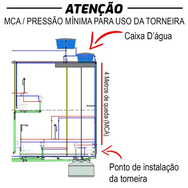 Imagem de Torneira Cozinha Mesa Bica Móvel Luxo 1/4 de volta C70 Del Metais