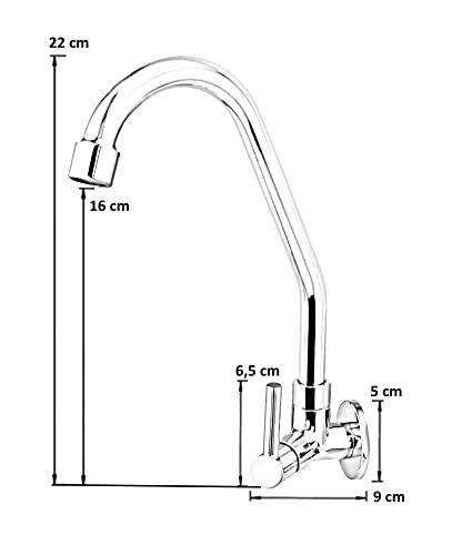 Imagem de Torneira Cozinha Parede Bica Móvel Light Metal 1168 C-72 Cor:Prateado