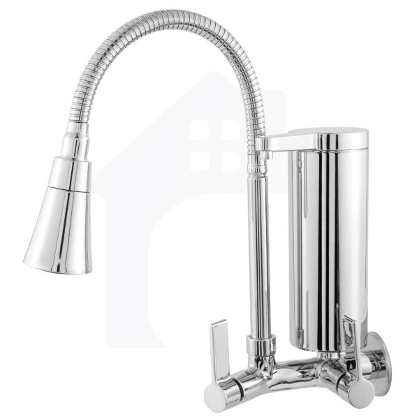 Torneira Cozinha Parede Com Filtro Slim Flexível Gourmet Cromada Dupla Função Metal Abs cod 5034-7 - MINHA CAZZA Imagem de Torneira Cozinha Parede Com Filtro Slim Flexível Gourmet Cromada Dupla Função Metal Abs cod 5034-7