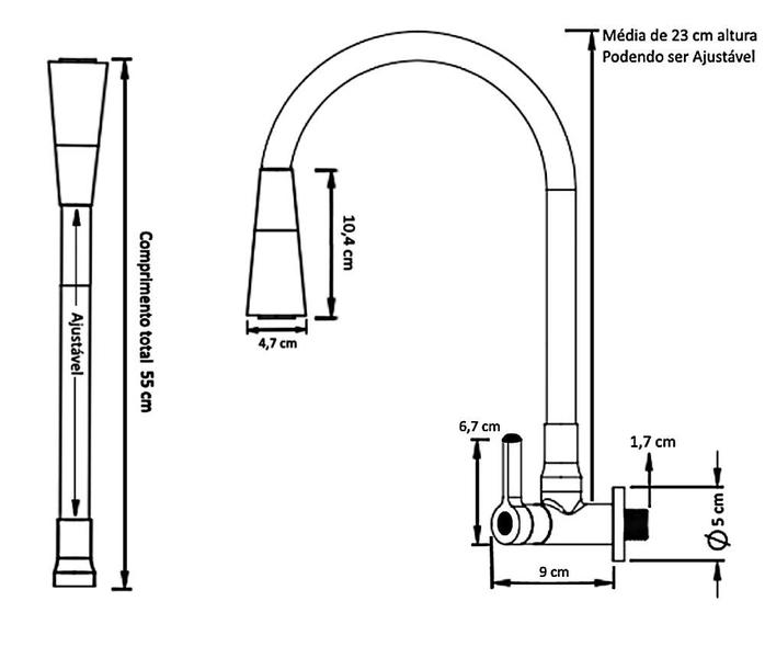 Imagem de Torneira Cozinha Parede Gourmet Cônica Cromado C-72