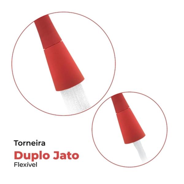 Imagem de Torneira Cozinha Parede Vermelho Gourmet 2 Jatos Flexível