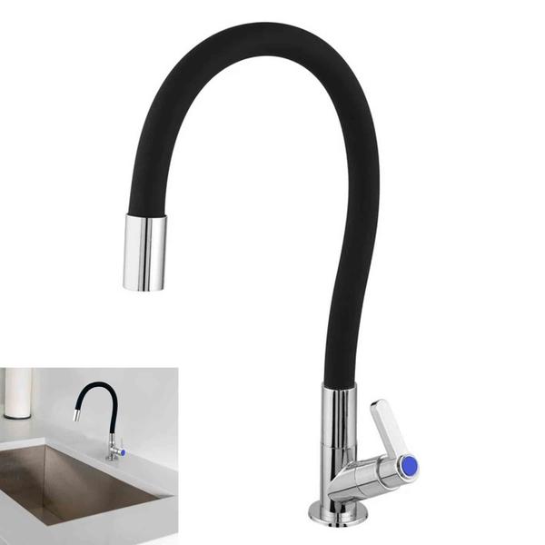 Imagem de Torneira Cozinha Silicone Flexivel 360 Bancada Articulado Mesa Pia Gourmet Metal Cromado