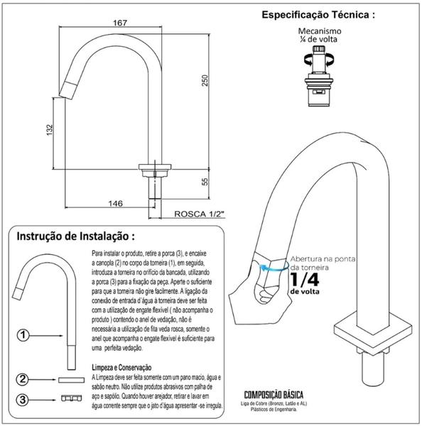 Imagem de Torneira Cuba Quadrada Banheiro Lavatório Tube Baixa Preta