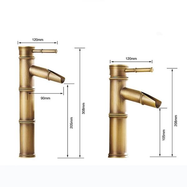 Imagem de Torneira De Bacia De Alta Qualidade Bambu Em Forma De Latao Antigo Misturadora De pia unico agua quenre e frio ou agua s