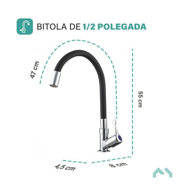 Imagem de Torneira De Bancada Flexivel Mangueira Silicone Abs Movel