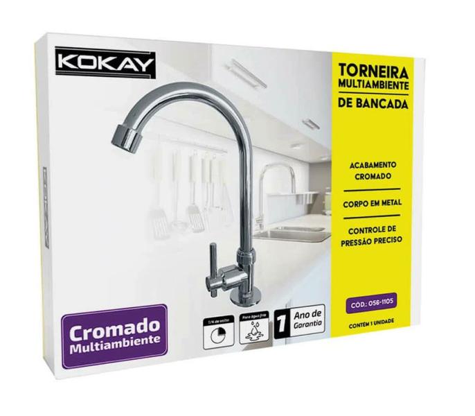 Imagem de Torneira de bancada multiambiente - ideal para cozinha ou lavabo - cromada