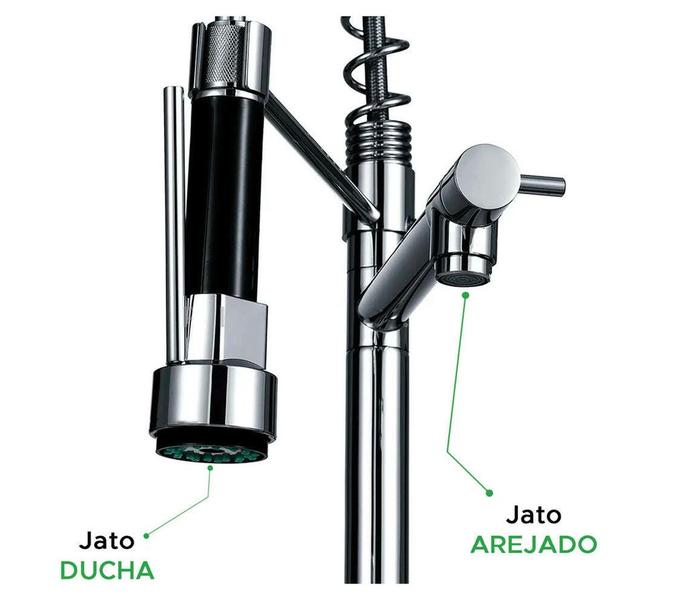 Imagem de Torneira de bancada para cozinha monocomando com spray extensor - linha gourmet