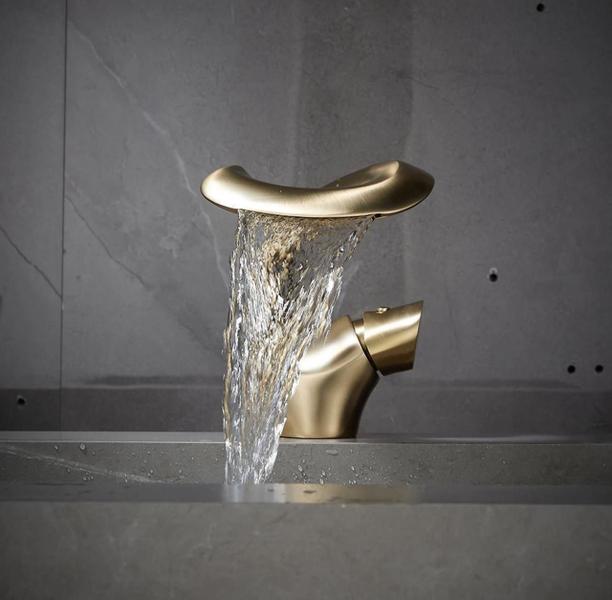 Imagem de Torneira de Banheiro Lavabo Luxo Dubai Monocomando Ouro Escovado GoldenX