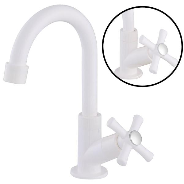 Torneira De Banheiro Para Lavatório Mesa 1/4 Volta Na Cor Branca C31 - Caman Acabamentos Imagem de Torneira De Banheiro Para Lavatório Mesa 1/4 Volta Na Cor Branca C31