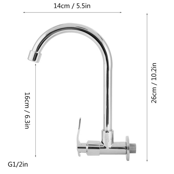 Imagem de Torneira de cozinha AUNMAS Single Fria Water Montada na Parede Prata