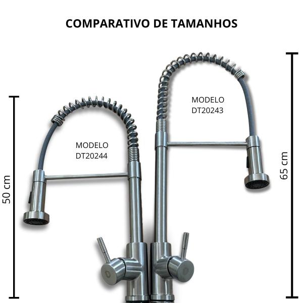 Imagem de Torneira de Cozinha em Inox 304 Monocomando 50cm Domesc DT20244