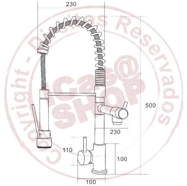 Imagem de Torneira de Cozinha Gourmet Monocomando 55cm (Spring - Dourada) 