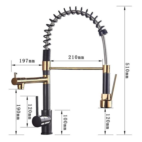 Torneira De Cozinha Gourmet Monocomando Preta E Dourada 50Cm - Brinovar Imagem de Torneira De Cozinha Gourmet Monocomando Preta E Dourada 50Cm