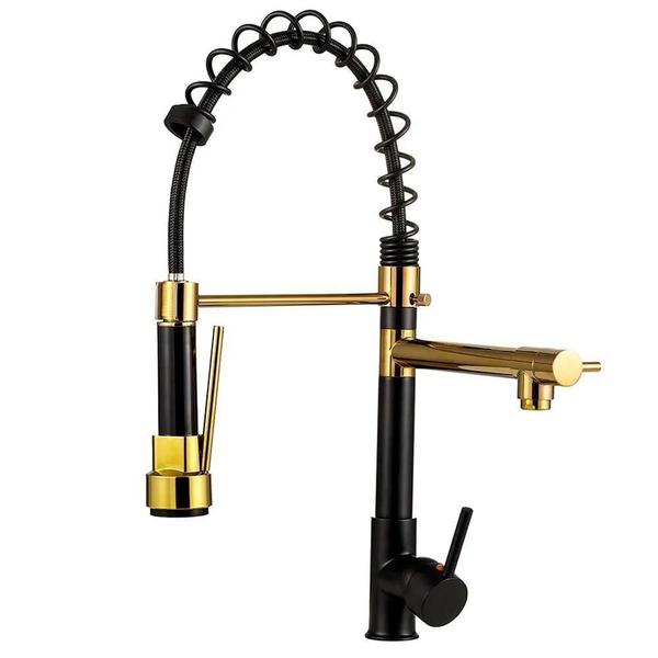 Torneira De Cozinha Gourmet Monocomando Preta E Dourada 50Cm - Brinovar Imagem de Torneira De Cozinha Gourmet Monocomando Preta E Dourada 50Cm