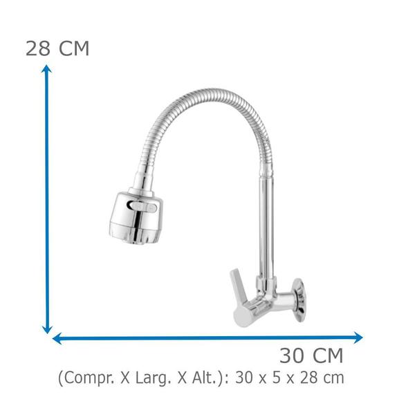 Imagem de Torneira De Cozinha Gourmet Oliveira 1167 C-70 Em Metal De Parede E Alavanca